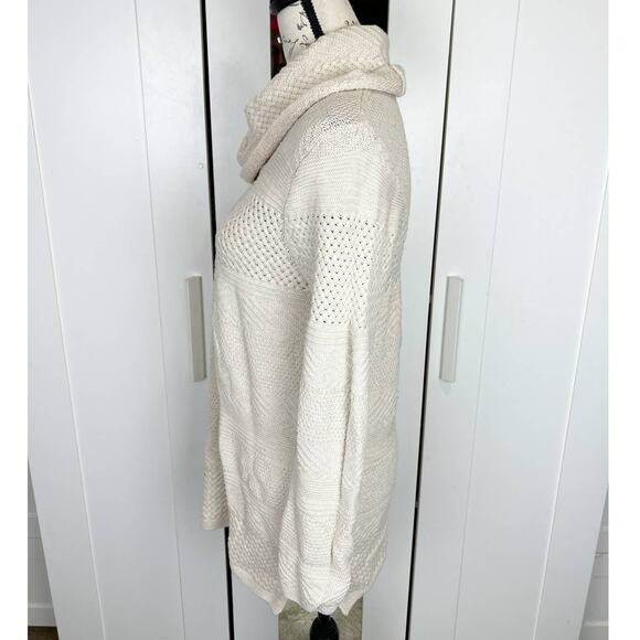 Anthropologie Eight Eight Eight Cream Cotton Cowl Neck Tunic Sweater Size Large - Picture 3 of 7